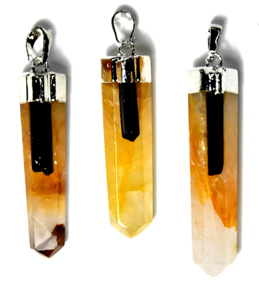 Golden Qtz w tourmaline pendant (image for) Golden Qtz w tourmaline pendant